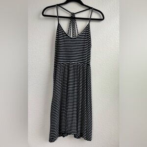 SO Black and White Striped Skater Dress